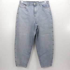 INC Denim Fashion Basics Mom Jeans Womens Size 12/31 High Rise Light Wash 32x25